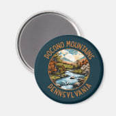 ポコノマウンテンズペンシルバニアサンセットレトロアート マグネット (正面/裏面)
