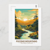 ポコノマウンテンズペンシルバニアトラベルアートヴィンテージ ポストカード (正面/裏面)