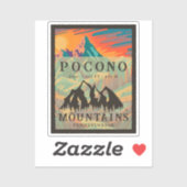 ポコノマウンテンズペンシルバニア – レトロのお土産 シール (シート)