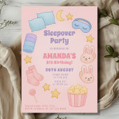 ポコーンとピンクのスリーポバー誕生日スタイル 招待状