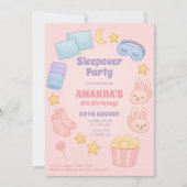 ポコーンとピンクのスリーポバー誕生日スタイル 招待状 (正面)