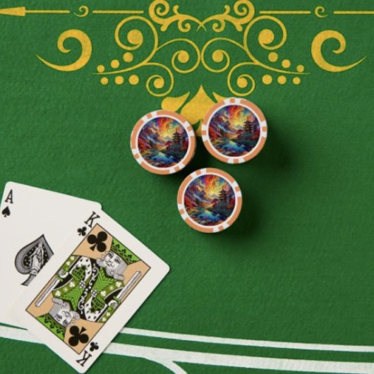 ポゴダと色とりどりの風景ポーカーチップ ポーカーチップ