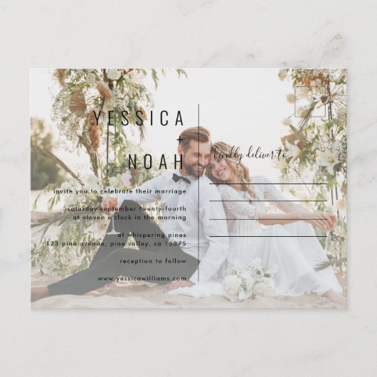 ポシトデインビタシオンシンプルとミニマモダンリスト インビテーションポストカード (正面)