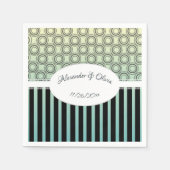 ポシュイエローアンドティール(緑がかった色)ブライダルシャワーナプキンス スタンダードカクテルナプキン (正面)