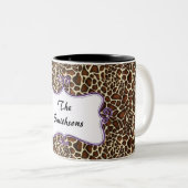 ポシュシックトレンディーヒョウ印刷,紫パーソナライズされた ツートーンマグカップ (正面右)