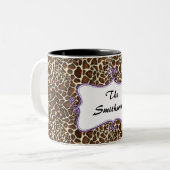 ポシュシックトレンディーヒョウ印刷,紫パーソナライズされた ツートーンマグカップ (正面左)