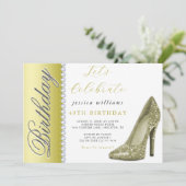 ポシュティレット&ダイアモンズ金ゴールド誕生日 招待状 (スタンド正面)