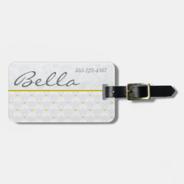 ポシュホワイトサテン&金ゴールド ラゲッジタグ