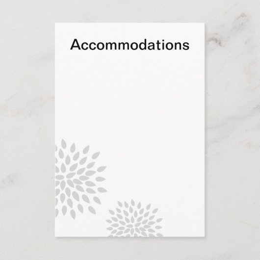 ポシュ花びら |シルバー |宿泊施設の挿入 エンクロージャーカード (正面)