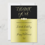 ポシュ金ゴールド&ブラックエレガントダイヤモンド40th誕生日 サンキューカード (正面)