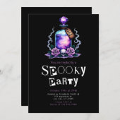 ポションポイズンスカルモダンミニマリストハロウィーン 招待状 (正面/裏面)