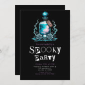 ポションポイズンスカルモダンミニマリストハロウィーン 招待状 (正面/裏面)