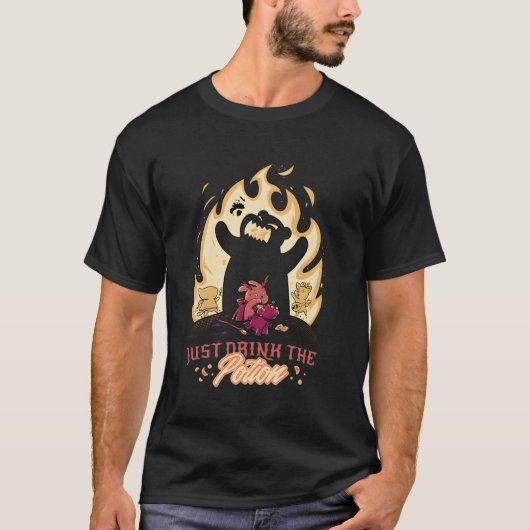 ポションロレプライングパンダを飲む Tシャツ (正面)