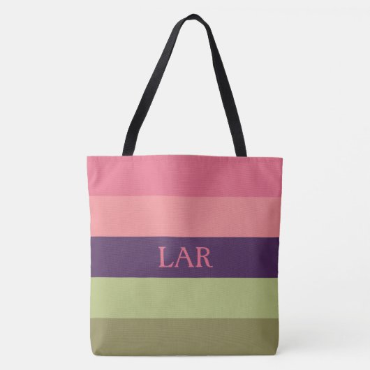 ポジかわいらしスストライプモノグラムおむつバッグ トートバッグ (正面)