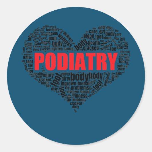 ポジアトリハートシェイプワードクラウド足ドクター ラウンドシール (正面)