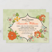 ポジスブラかわいらしイダルシャワー招待-タンジェリン 招待状 (正面/裏面)