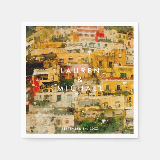 ポジタノイタリア風光明媚結婚な夏のナプキン スタンダードカクテルナプキン (正面)