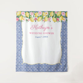 ポジターノのレモン 青いタイルの写真ブース背景 タペストリー