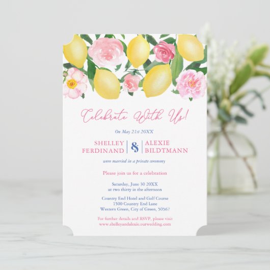 ポジターノのレモン 青いタイル 結婚式の披露宴のみのご案内 招待状 (スタンド正面)