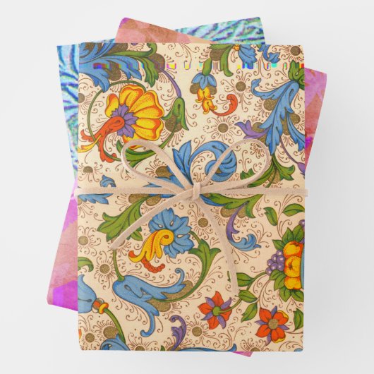 ポジターノの華やかさ失ったと紫葉の花と柳 ラッピングペーパーシート (インサイチュ)