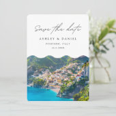 ポジターノイタリアの結婚式の日付を保存 招待状 (スタンド正面)
