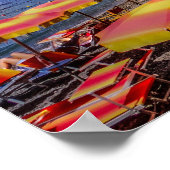 ポジターノイタリアアマルフィコーストサンセットトラベル ポスター (角)