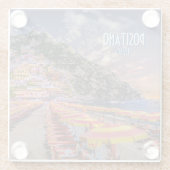 ポジターノイタリアアマルフィコーストサンセットヴィンテージトラベル ガラスコースター (裏面)