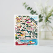 ポジターノイタリアアートヴィンテージイラストレーショントラベル ポストカード (スタンド正面)