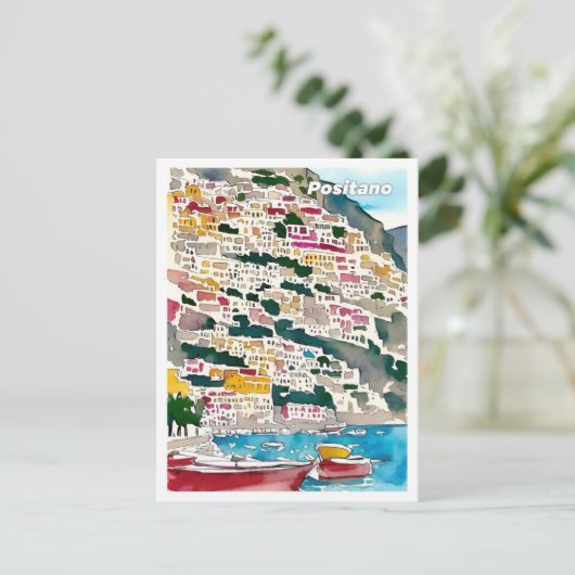 ポジターノイタリアアートヴィンテージイラストレーショントラベル ポストカード (スタンド正面)