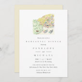 ポジターノイタリアウォーターカラーリハーサルディナー 招待状 (正面/裏面)