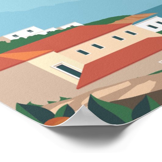 ポジターノイタリア有名なトラベルプレイスイラストレーション ポスター (角)