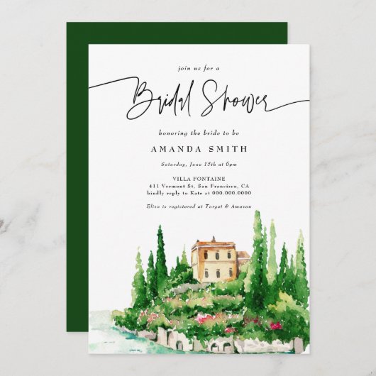 ポジターノイ地中海のタリアテーマドブライダルシャワー 招待状 (正面/裏面)