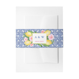 ポジターノウォーターカラーレモンズピンク結婚フローラ 招待状ベリーバンド