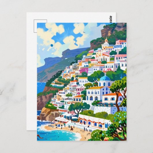 ポジターノビレッジ，イタリア，コーストイタリアンウォーターの色 ポストカード (正面/裏面)