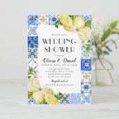 ポジターノブルータイルレモンウェディングシャワー招待状 招待状 (スタンド正面)