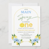ポジターノブルーレモン私たちのメイン絞り1st誕生日 招待状 (正面)