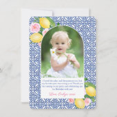 ポジターノレモンズブルータイルズガール誕生日写真 サンキューカード (正面)