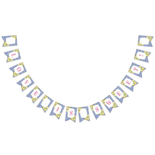 ポジターノレモンズブルーホワイトタイルシャワー誕生日 バンティングフラッグ (全)