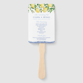 ポジターノレモンズブルー淡い色のアクセント結婚式 プログラム ハンドファン