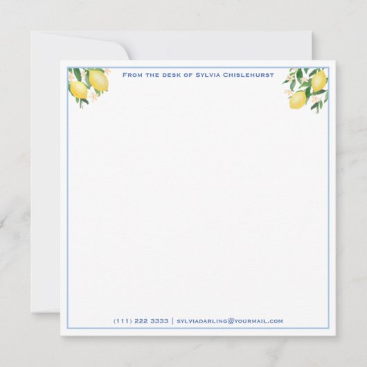 ポジターノレモン青いタイル赤ちゃんシャワーありがとう ノートカード (正面)