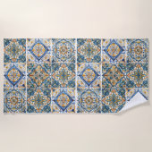 ポジターノヴィンテージイタリアンタイル ビーチタオル (正面)