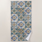 ポジターノヴィンテージイタリアンタイル ビーチタオル (正面)