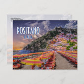 ポジターノ差出人住所レトロタイポグラフィ旅行 ポストカード (正面/裏面)