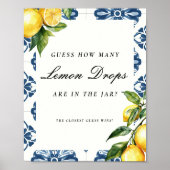 ポジターノ推測レモンブライダルシャワーの数のサイン ポスター (正面)