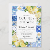 ポジターノ ブルー タイル レモン カップルシャワー 招待状 (正面)