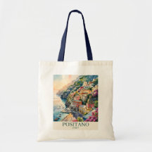 ポジティアーノ イタリア アマルフィ海岸 水彩風景画