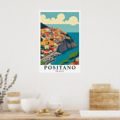 ポジティターノ イタリア ヴィンテージ 旅行 アマルフィ海岸 アート ポスター (キッチン)