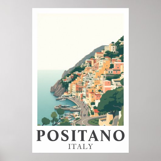 ポジティターノ イタリア ヴィンテージ 旅行 アマルフィ海岸 アート ポスター (正面)