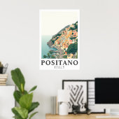 ポジティターノ イタリア ヴィンテージ 旅行 アマルフィ海岸 アート ポスター (ホームオフィス)