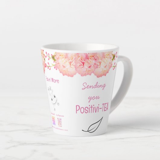 ポジティティティーカップ引用文 お茶のコーヒーショップ カフェラテマグ (右アングル)